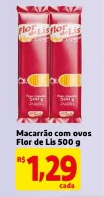 Mercado Extra Macarrao com ovos Flor de Lis 500g oferta