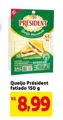 Mercado Extra Queijo President fatiado 150g oferta