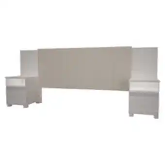 Novo Mundo Cabeceira casal ghaia extensível em mdf estofada com 2 mesas de cabeceira bom pastor oferta