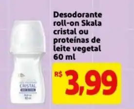 Mercado Extra Desodorante roll on Skala cristal ou proteinas de leite vegetal 60ml oferta