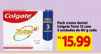 Mercado Extra Pack creme dental Colgate Total 12 com 3 unidades de 90g cada oferta