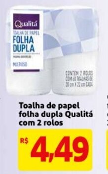 Mercado Extra Toalha de Papel folha dupla Qualita com 2 rolos oferta