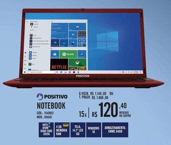 Zema POSITIVO NOTEBOOK oferta