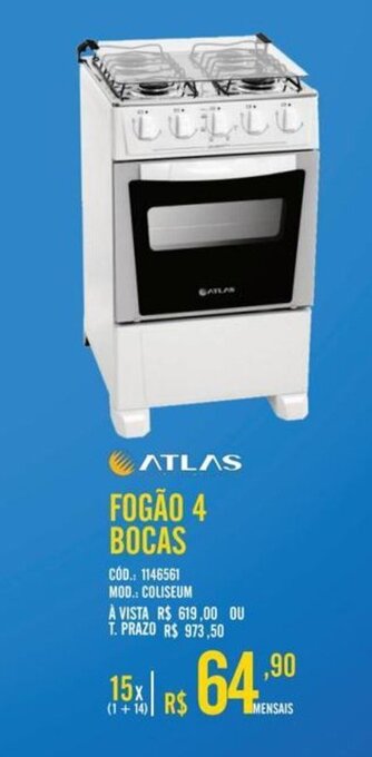 Zema ATLAS FOGÃO 4 BOCAS oferta