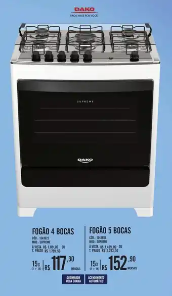 Zema DAKO FOGÃO 4 BOCAS oferta
