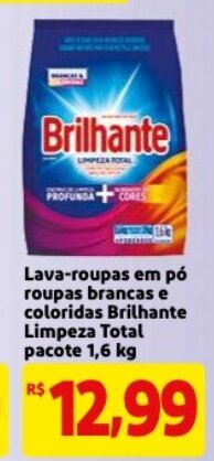 Mercado Extra Lava roupas em po roupas brancas e coloridas Brilhante Limpeza Total pacote 1.6kg oferta