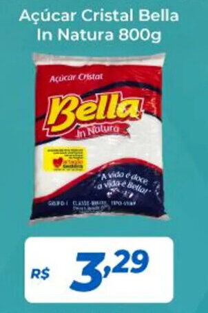 Atakarejo Açúcar Cristal Bella In Natura 800g oferta