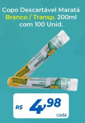 Atakarejo Copo Descartável Maratá Branco / Transp. 200ml com 100 Unid. oferta