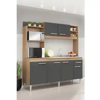 Cozinha compacta julia nicho para forno flc carvalho e grafite