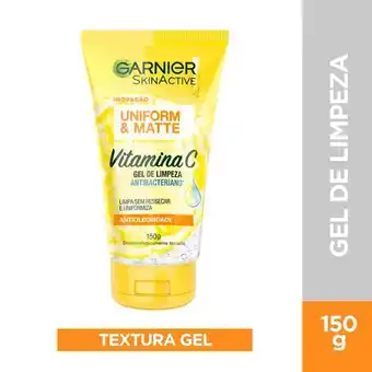 Farmácias Pague Menos Gel de limpeza facial antibacteriano garnier uniform & matte vitamina c 150ml oferta