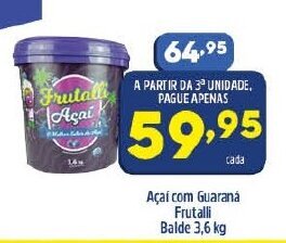 Arena Atacado Acai com Guarana Frutalli balde 3.6kg oferta