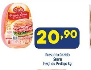 Arena Atacado Presunto Cozido Seara peca ou Pedaco 1kg oferta