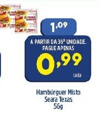 Arena Atacado Hamburguer Misto Seara Texas 56g oferta