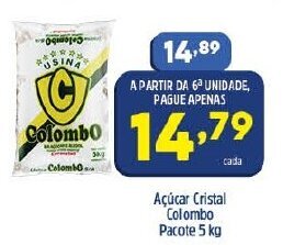 Arena Atacado Acucar Cristal Colombo pacote 5kg oferta