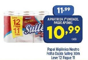 Arena Atacado Papel Higiénico Neutro Folha Dupla Sulleg 30m Leve 12 Pague 11 oferta