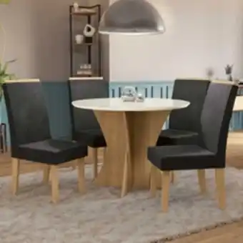 Sala de jantar 5 peças kappesberg mesa vidro freijó e off white csj785fra038