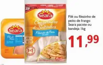 Filé ou filezinho de peito de frango seara pacote ou bandeja 1kg