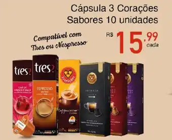 Cápsula 3 Corações Sabores 10 unidades