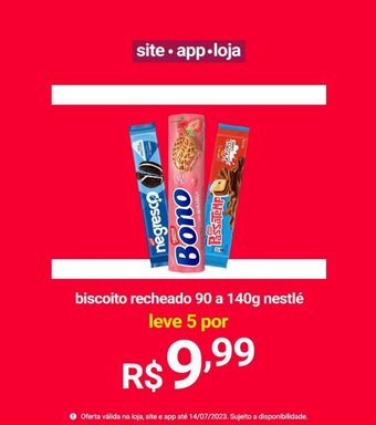Lojas Americanas biscoito recheado 90 a 140g nestlé leve 5 por oferta