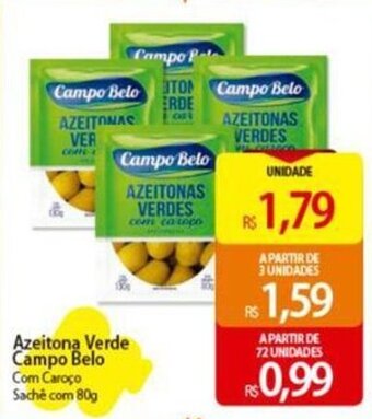 Azeitona Verde Campo Belo Com Caroço Saché com 80g
