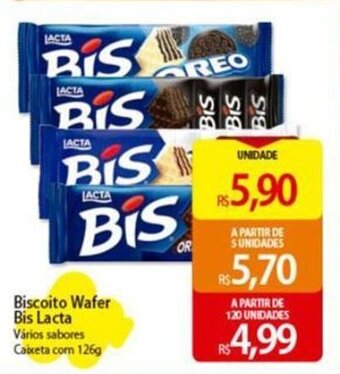 Atacadão Biscoito Wafer Bis Lacta Vários sabores Caixeta com 126g oferta