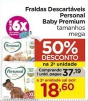 Carrefour Fraldas Descartáveis Personal Baby Premium tamanhos oferta