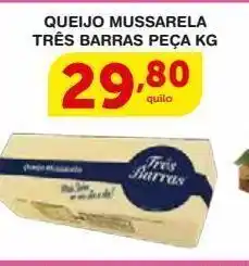 Roldão Queijo mussarela três barras peça kg oferta