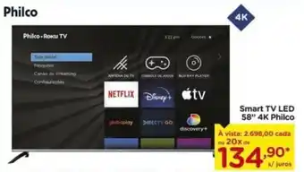 Carrefour Smart TV LED 58" 4K Philco oferta