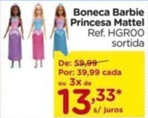 Carrefour Boneca Barbie Princesa Mattel oferta