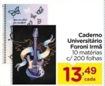 Caderno Universitário Foroni Irmã 10 matérias c/ 200 folhas