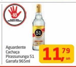 Tenda Atacado Aguardente cachaça pirassununga 51 garrafa 965ml oferta