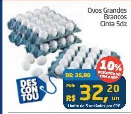 Tenda Atacado Ovos grandes brancos cinta 5dz oferta