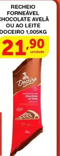 Roldão Recheio forneáveñ chocolate avelã ou ao leite doceiro 1,005kg oferta