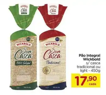 Carrefour Pão Integral Wickbold s/ casca tradicional ou light - 450g oferta