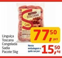 Tenda Atacado Linguiça toscana congelada sadia pacote 5kg oferta