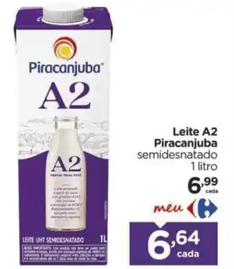 Carrefour Leite A2 Piracanjuba semidesnatado 1 litro oferta