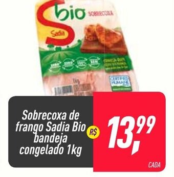 Frangolândia Sobrecoxa de frango Sadia Bio bandeja congelada 1kg oferta