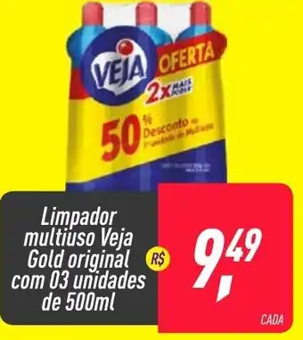 Frangolândia Limpador multiuso Veja Gold original com 3 unidades de 500ml oferta