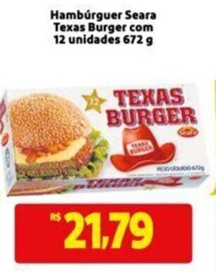 Extra Supermercado Hambúrguer Seara Texas Burger com 12 unidades 672 g oferta