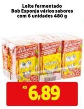 Extra Supermercado Leite fermentado Bob Esponja vários sabores com 6 unidades 480 g oferta