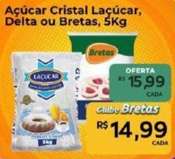Supermercados Bretas Açúcar Cristal Laçúcar, Delta ou Bretas, 5Kg oferta