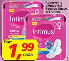 Supermercados Guanabara Absorvente Intimus Gel Seca ou Suave c/8 unids. oferta