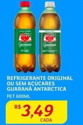 Assaí Atacadista REFRIGERANTE ORIGINAL OU SEM AÇÚCARES GUARANÁ ANTARCTICA PET 600ML oferta