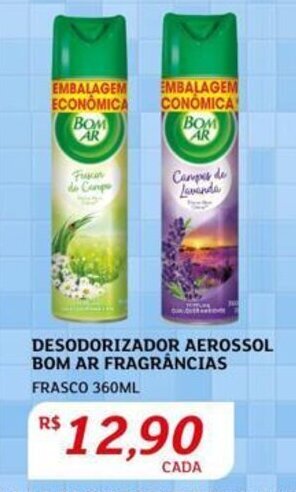 DESODORIZADOR AEROSSOL BOM AR FRAGRÂNCIAS FRASCO 360ML