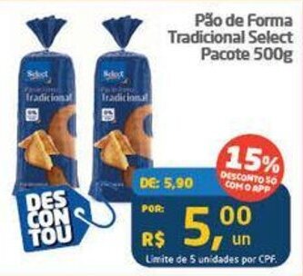 Tenda Atacado Pão de Forma Tradicional Select Pacote 500g oferta
