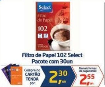 Tenda Atacado Filtro de Papel 102 Select Pacote com 30un oferta
