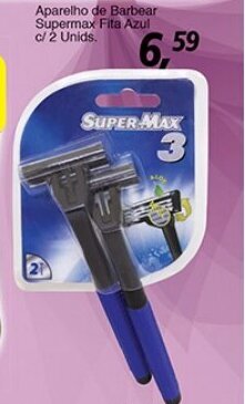 Supermercados Guanabara Aparelho de Barbear Supermax Fita Azul c/2 unid. oferta