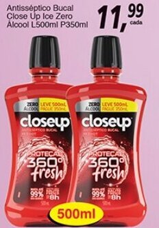 Supermercados Guanabara Antisseptico Bucal Close Up Zero Alcool L500ml P350ml oferta