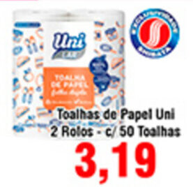 Shibata Supermercados Toalhas de Papel Uni 2 Rolos c/ 50 Toalhas oferta