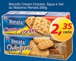 Supermercados Guanabara Biscoito Cream Cracker, Agua e Sal ou Maizena Renata 200g oferta